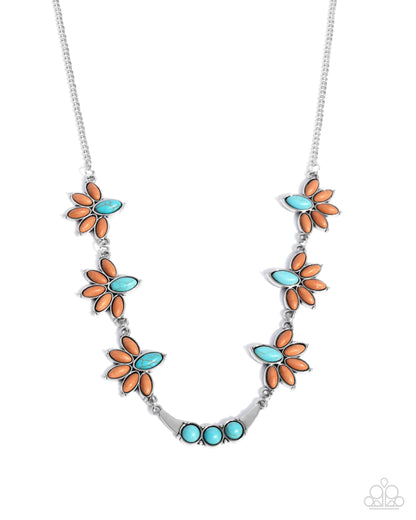 Substantial Stone - Brown & Turquoise Stone Silver Necklace - Paparazzi Accessories