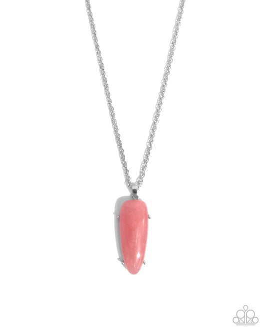Canyon Catch - Pink Stone Silver Necklace - Paparazzi Accessories
