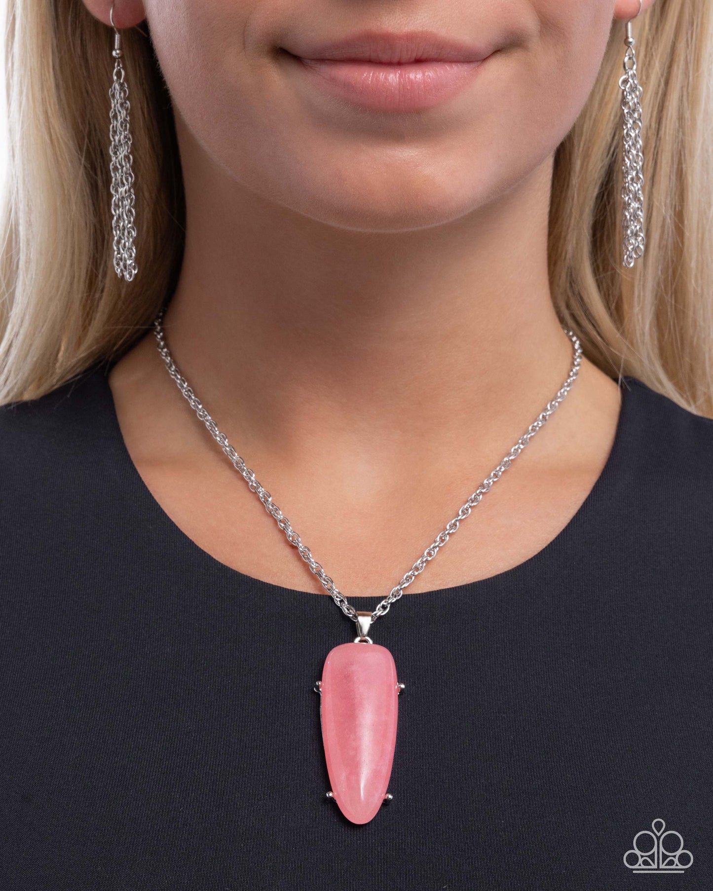 Canyon Catch - Pink Stone Silver Necklace - Paparazzi Accessories