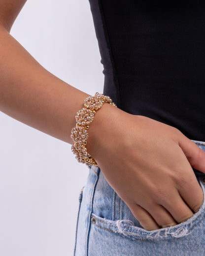 Were You Dazzled? - Brown Pearls Gold Stretchy Bracelet - Paparazzi Accessories