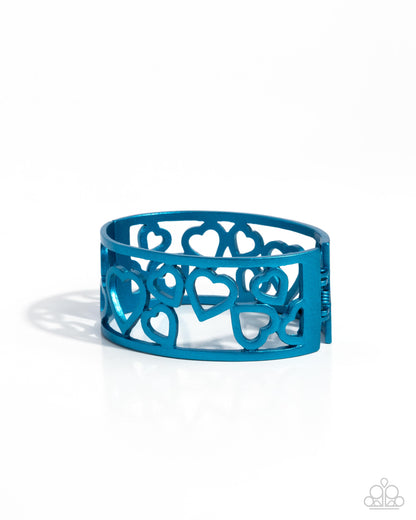 Steal Your Heart - Blue Dipped Metal Hinge Bracelet - Paparazzi Accessories