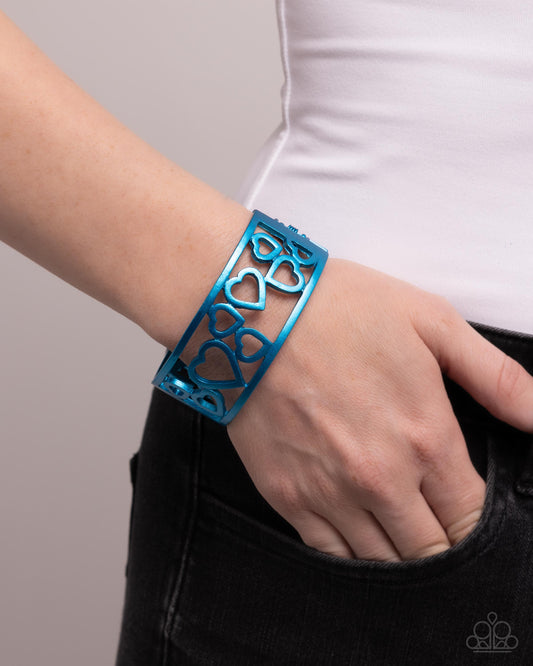 Steal Your Heart - Blue Dipped Metal Hinge Bracelet - Paparazzi Accessories