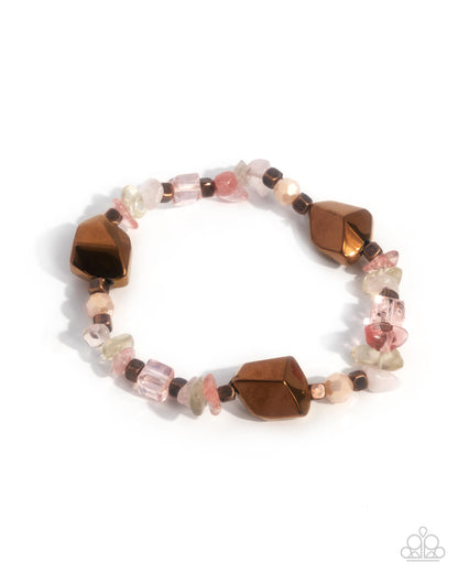 Eclectic Ease - Copper Stretchy Bracelet - Paparazzi Accessories