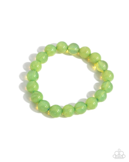 Still Fabulous - Green Acrylic Beads Stretchy Bracelet - Paparazzi Accessories