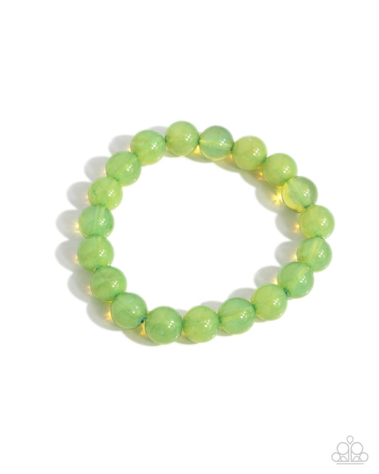 Still Fabulous - Green Acrylic Beads Stretchy Bracelet - Paparazzi Accessories