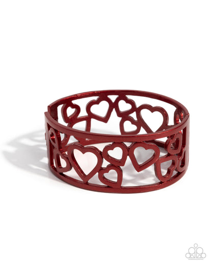 Steal Your Heart - Red Dipped Metal Hinge Bracelet - Paparazzi Accessories