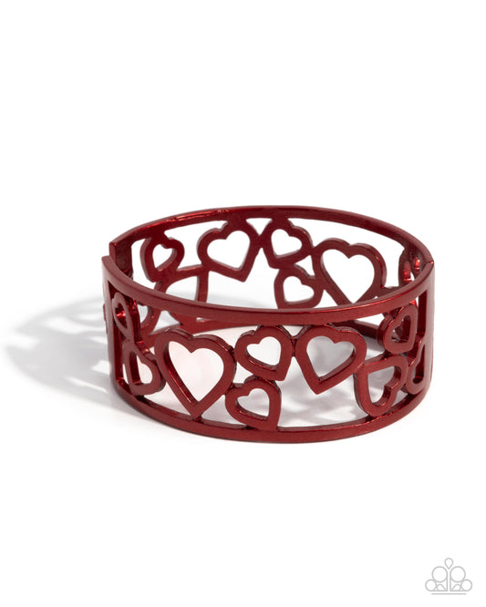 Steal Your Heart - Red Dipped Metal Hinge Bracelet - Paparazzi Accessories