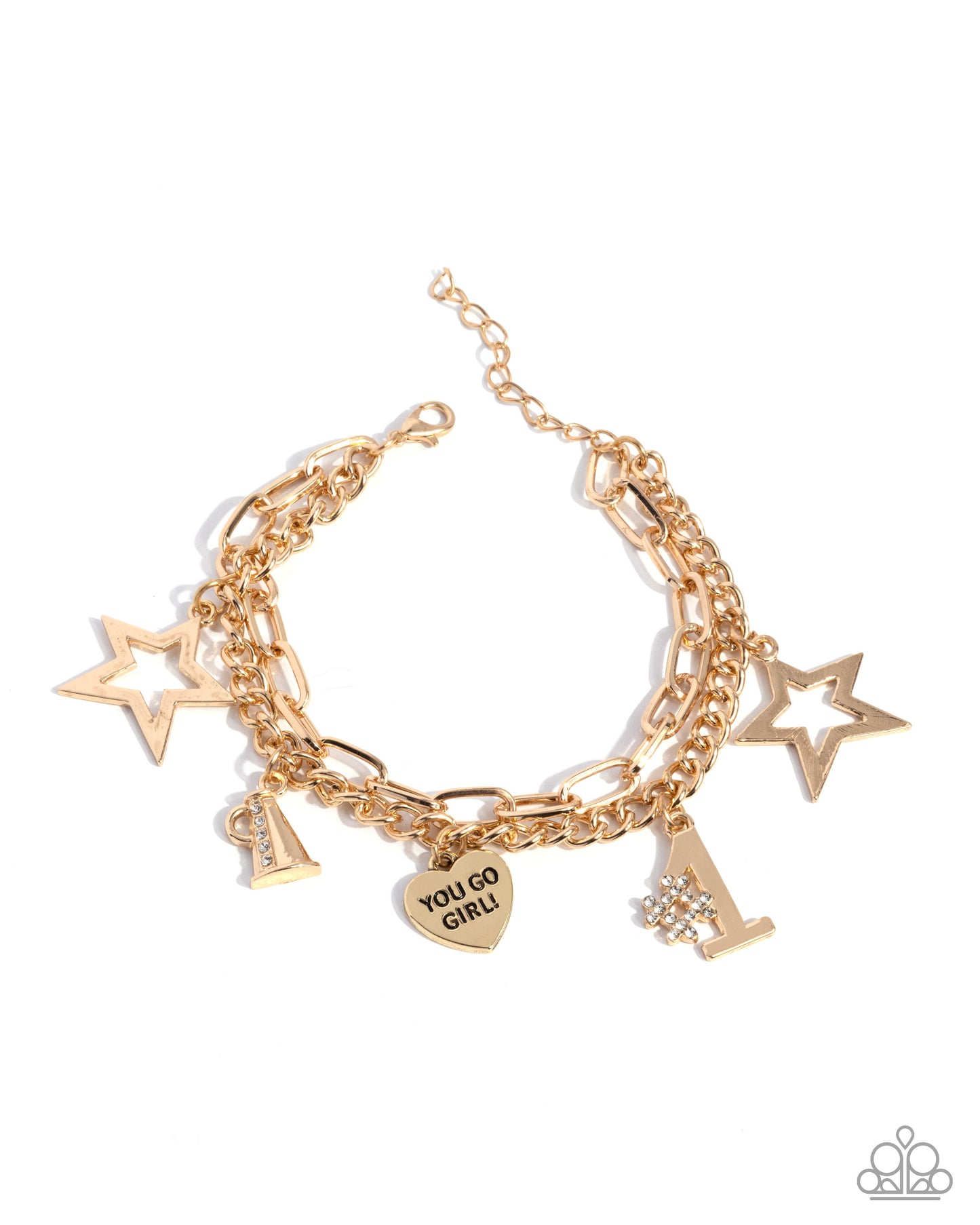 Team Spirit - Gold Charm Clasp Bracelet - Paparazzi Accessories