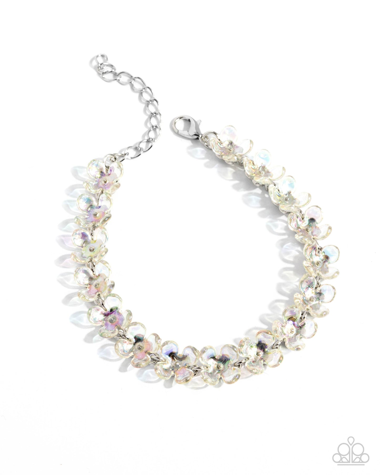 Floral First - Multi Acrylic Flowers Silver Clasp Bracelet - Paparazzi Accessories