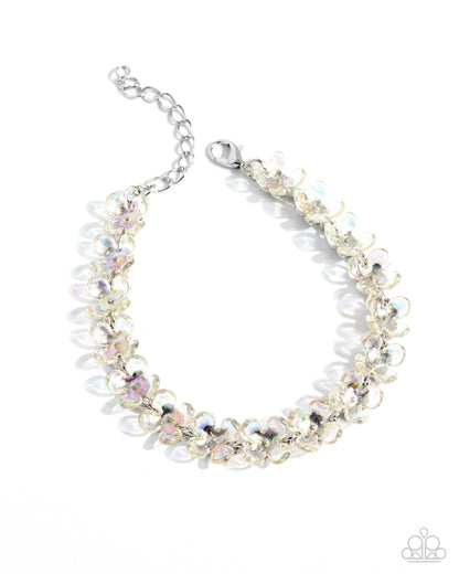 Floral First - Multi Acrylic Flowers Silver Clasp Bracelet - Paparazzi Accessories