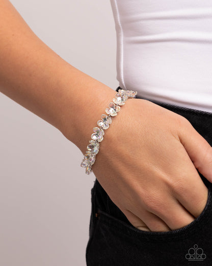 Floral First - Multi Acrylic Flowers Silver Clasp Bracelet - Paparazzi Accessories