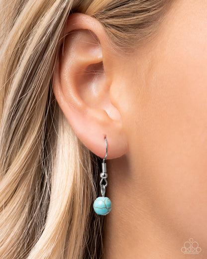 Heart of a Cowgirl - Blue Crackletstone, SIlver Pendant Lanyard - Paparazzi Accessories