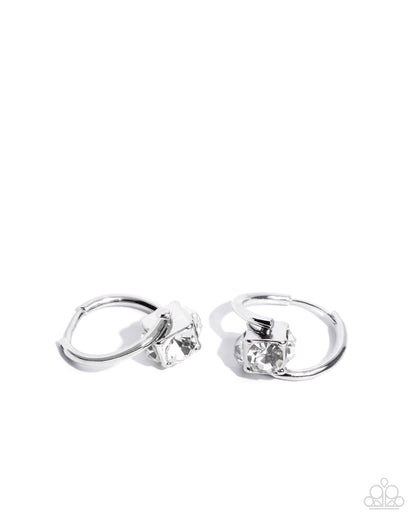 Luminescent Lighthouse - White Rhinestone Hoop Earrings - Paparazzi Accessories