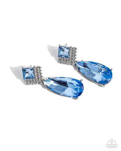 Diamond Life - Blue Rhinestone Post Back Earrings - Paparazzi Accessories
