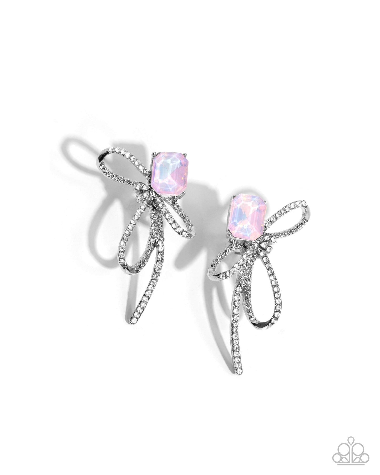 Positively Radiant - Pink UV Gem Silver Post Earrings - Paparazzi Accessories