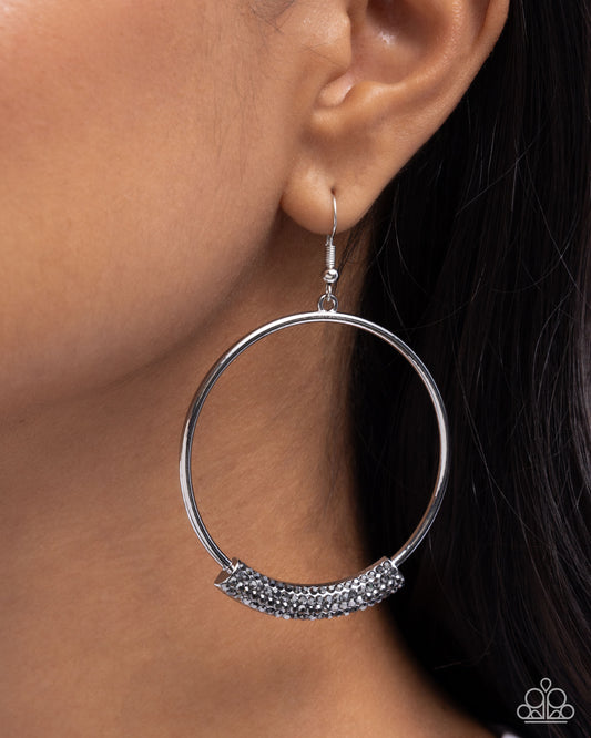 Sassy Story - Silver Hematite Rhinestone Fishhook Earrings - Paparazzi Accessories