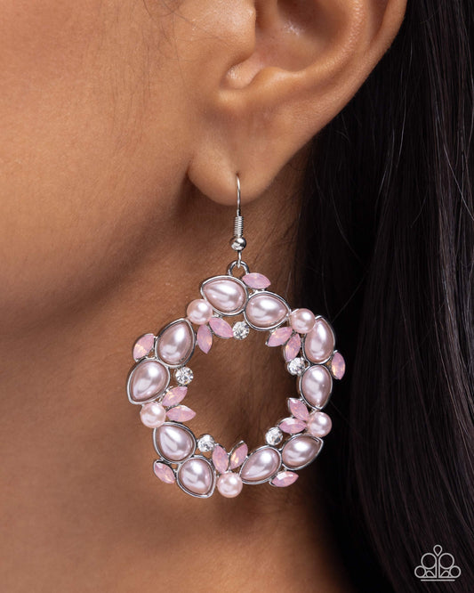 Life Could Be ABEAM - Pink Pearls & Opalescent Gems Silver Fishhook Earrings - Paparazzi Accessories