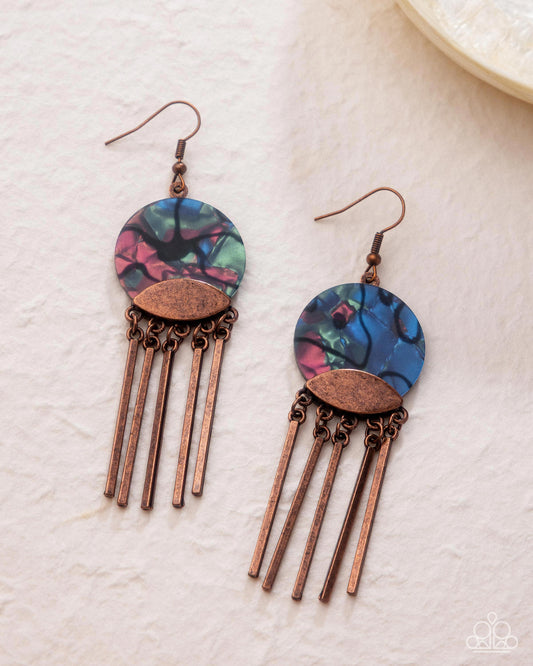 Disc Destiny - Copper - Abalone Shell Fishhook Earrings - Paparazzi Accessories