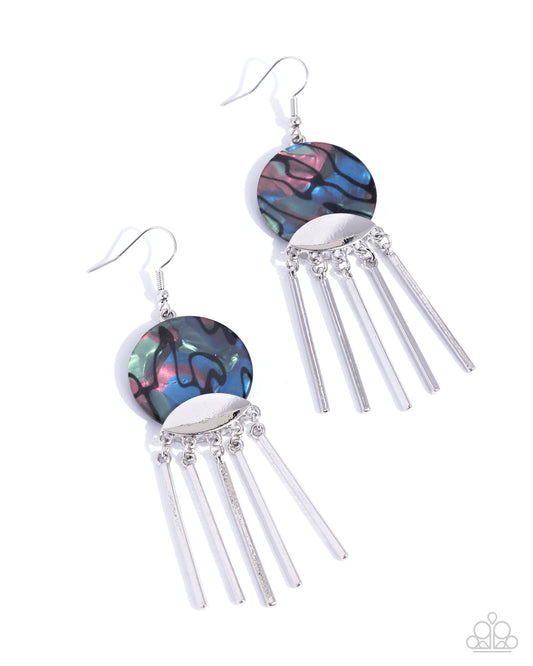 Disc Destiny - Multi Abalone Shell Silver Fishhook Earrings - Paparazzi Accessories