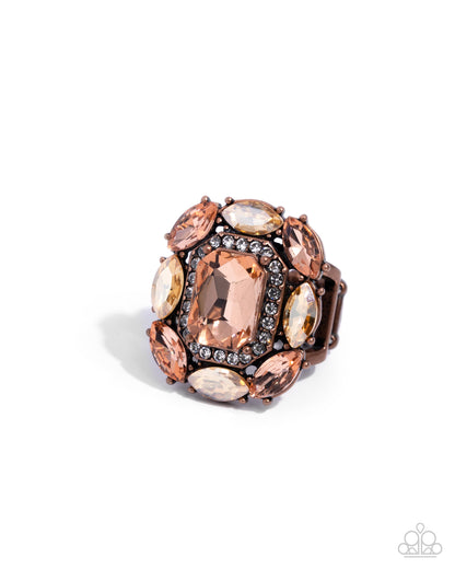 Follow Suit - Copper Peach Gem Ring - Paparazzi Accessories