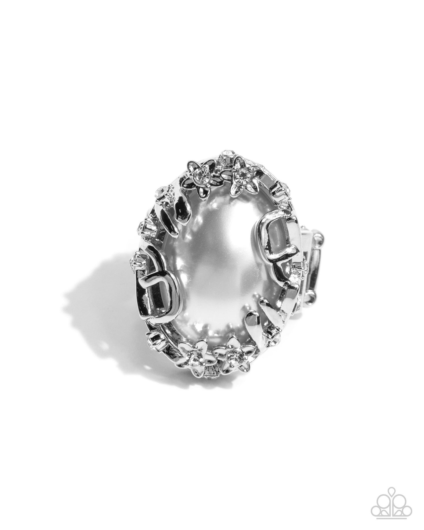 Flashy Frenzy - Silver Pearlescent Bead Ring - Paparazzi Accessories