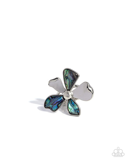 Heroic Tale - Blue Shell Flower Ring - Paparazzi Accessories