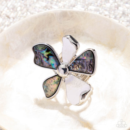 Heroic Tale - Blue Shell Flower Ring - Paparazzi Accessories