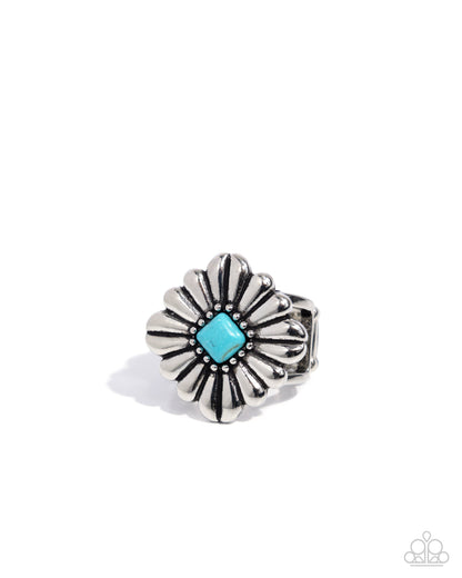 Imaginative Indulgence - Blue Turquoise Stone Silver Ring - Paparazzi Accessories