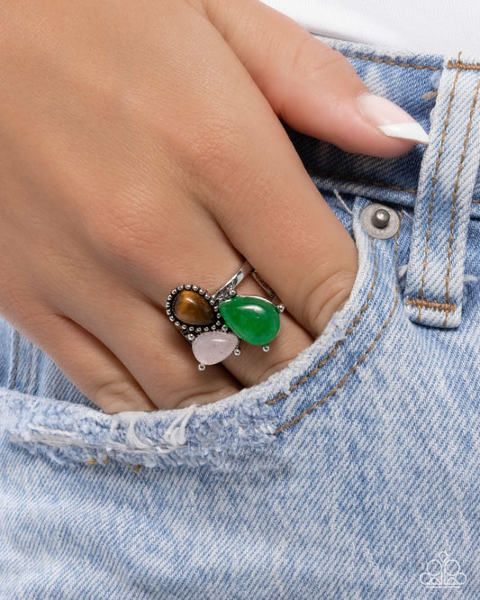 Themed Trio - Green Stone Silver Ring - Paparazzi Accessories