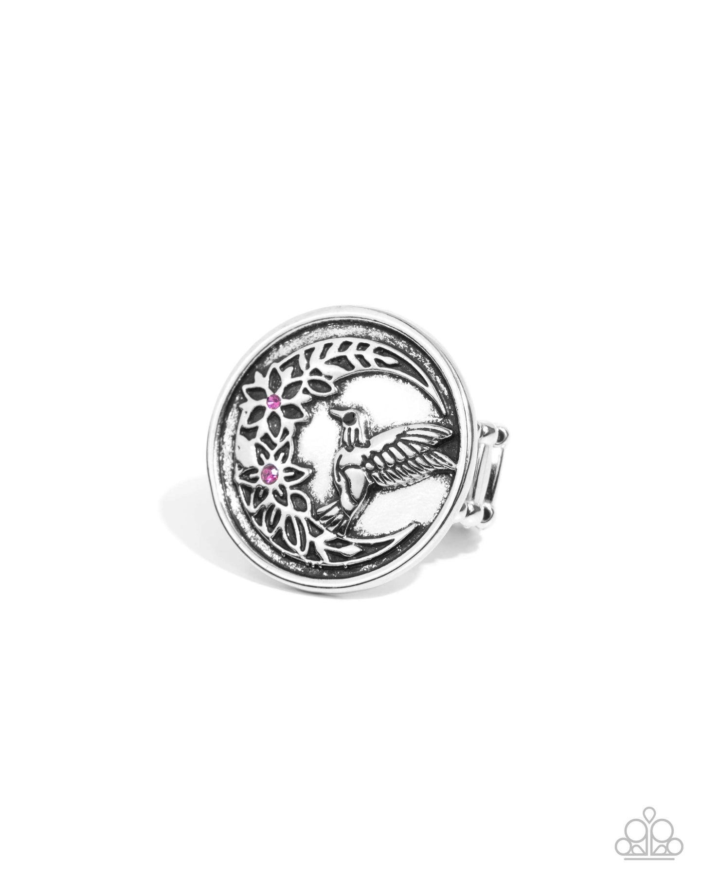 Hummingbird Project - Pink Rhinestone Silver Ring - Paparazzi Accessories