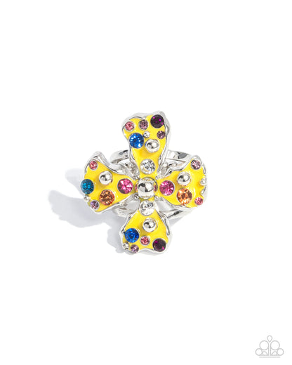 Chic Confession - Yellow Enamel Silver Ring - Paparazzi Accessories