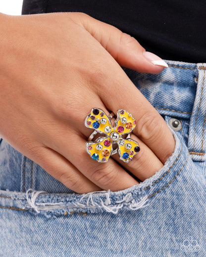 Chic Confession - Yellow Enamel Silver Ring - Paparazzi Accessories