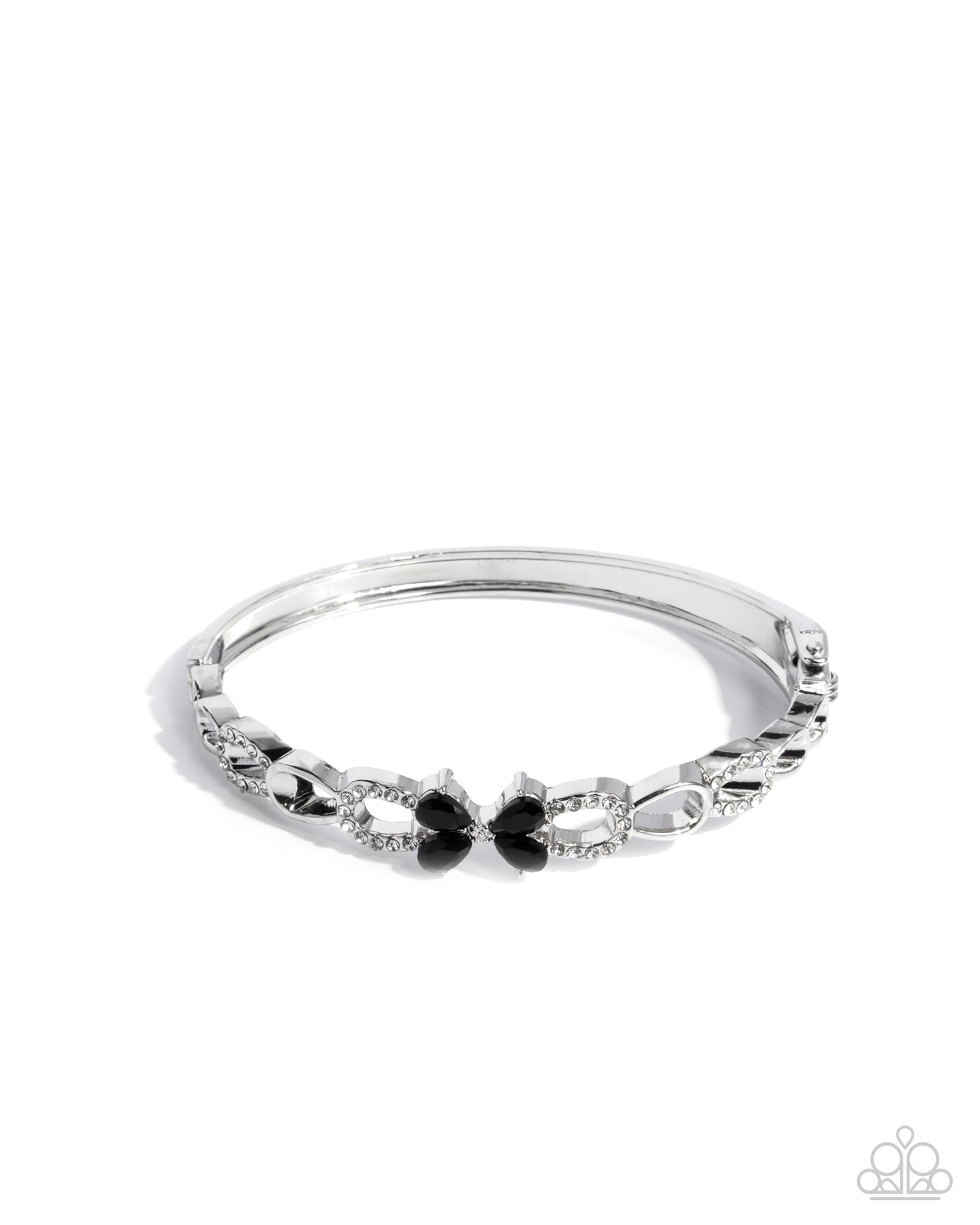 Frame of REFINED - Black Rhinestone, Silver Hinge Bracelet - Paparazzi Accessories