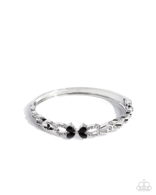 Frame of REFINED - Black Rhinestone, Silver Hinge Bracelet - Paparazzi Accessories