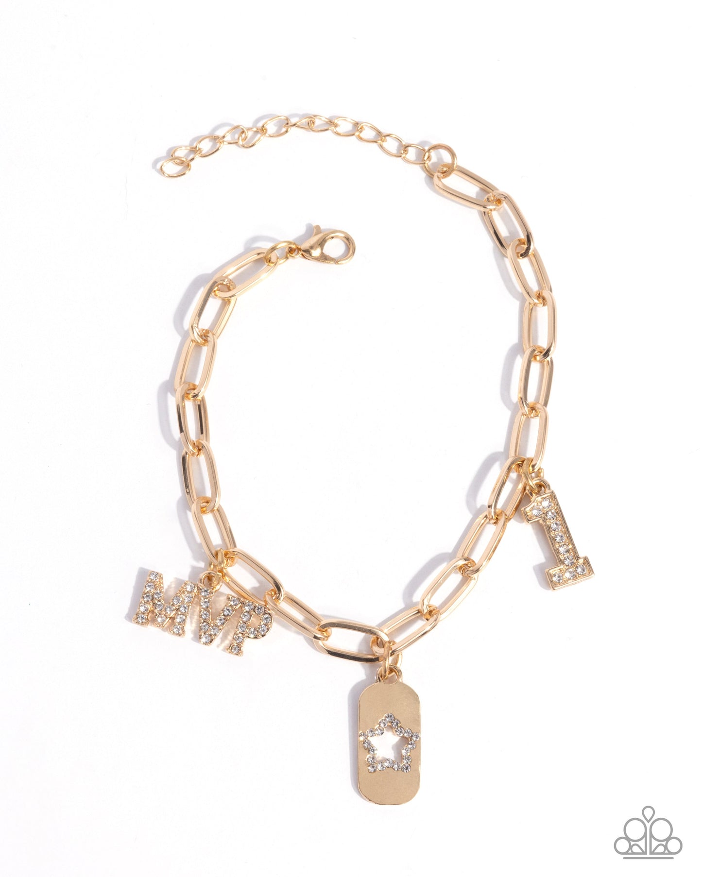 MVP Moment - Gold Charm Clasp Bracelet - Paparazzi Accessories