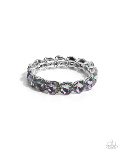 Only One You Love - Multi UV Shimmer Hearts Silver Stretchy Bracelet - Paparazzi Accessories