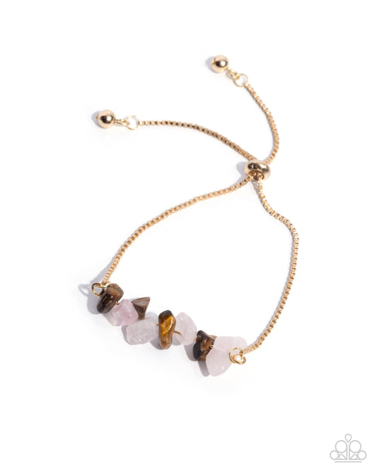 Conquering Canyon - Brown Stone Gold Sliding Bracelet - Paparazzi Accessories