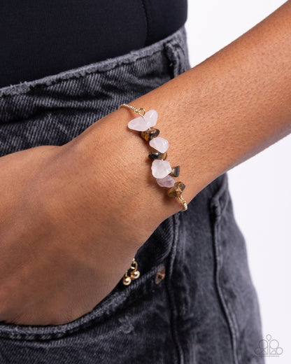 Conquering Canyon - Brown Stone Gold Sliding Bracelet - Paparazzi Accessories