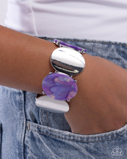Longing for More - Purple Acrylic Ovals Silver Stretchy Bracelet - Paparazzi Accessories