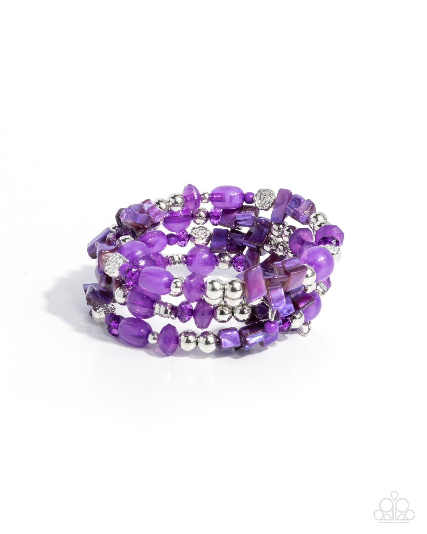 Worldwide Tour - Purple Beads & Shells Coil Bracelet - Paparazzi Accessories