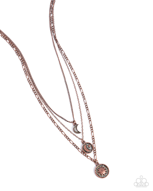 Celestial Caliber - Copper Layered Necklace - Paparazzi Accessories