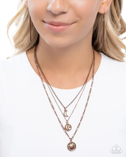 Celestial Caliber - Copper Layered Necklace - Paparazzi Accessories