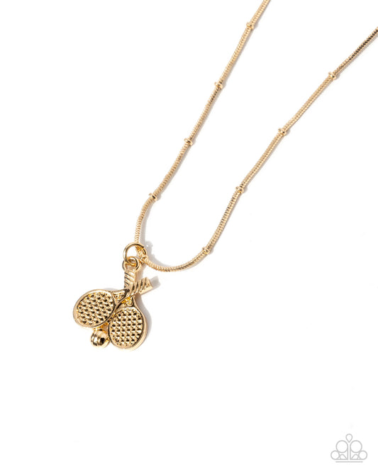 Adorable Ace - Gold Tennis Ball & Racket Necklace - Paparazzi Accessories
