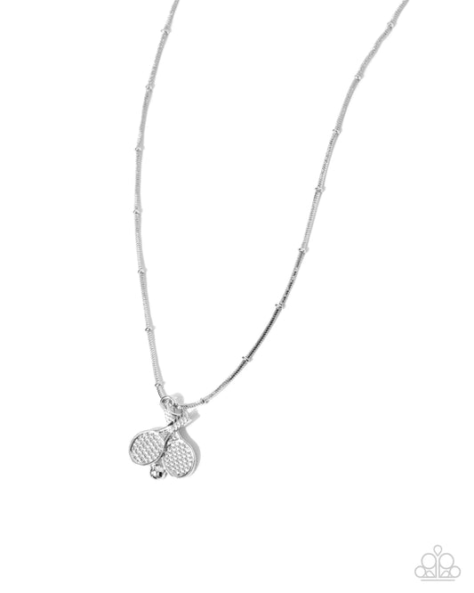 Adorable Ace - Silver Tennis Ball & Racket Necklace - Paparazzi Accessories