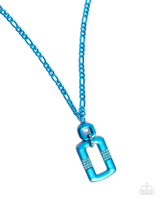 Metallic Movement - Blue Dipped Metal Necklace - Paparazzi Accessories