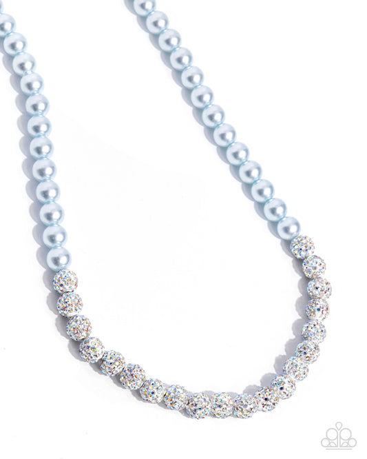 Beautiful Boutique - Blue Pearl & Iridescent White Rhinestone Beads Necklace - Paparazzi Accessories