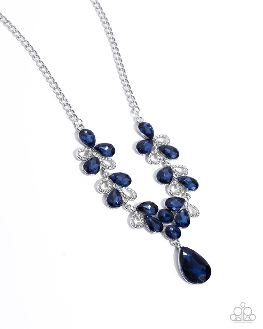 Solo Exhibition - Blue Gem Silver Necklace - Paparazzi Accessories