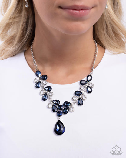 Solo Exhibition - Blue Gem Silver Necklace - Paparazzi Accessories