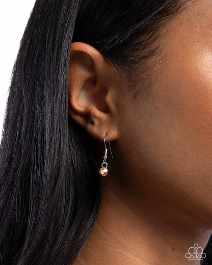 Dramatic Destiny - Orange Rhinestone, Silver Neckl