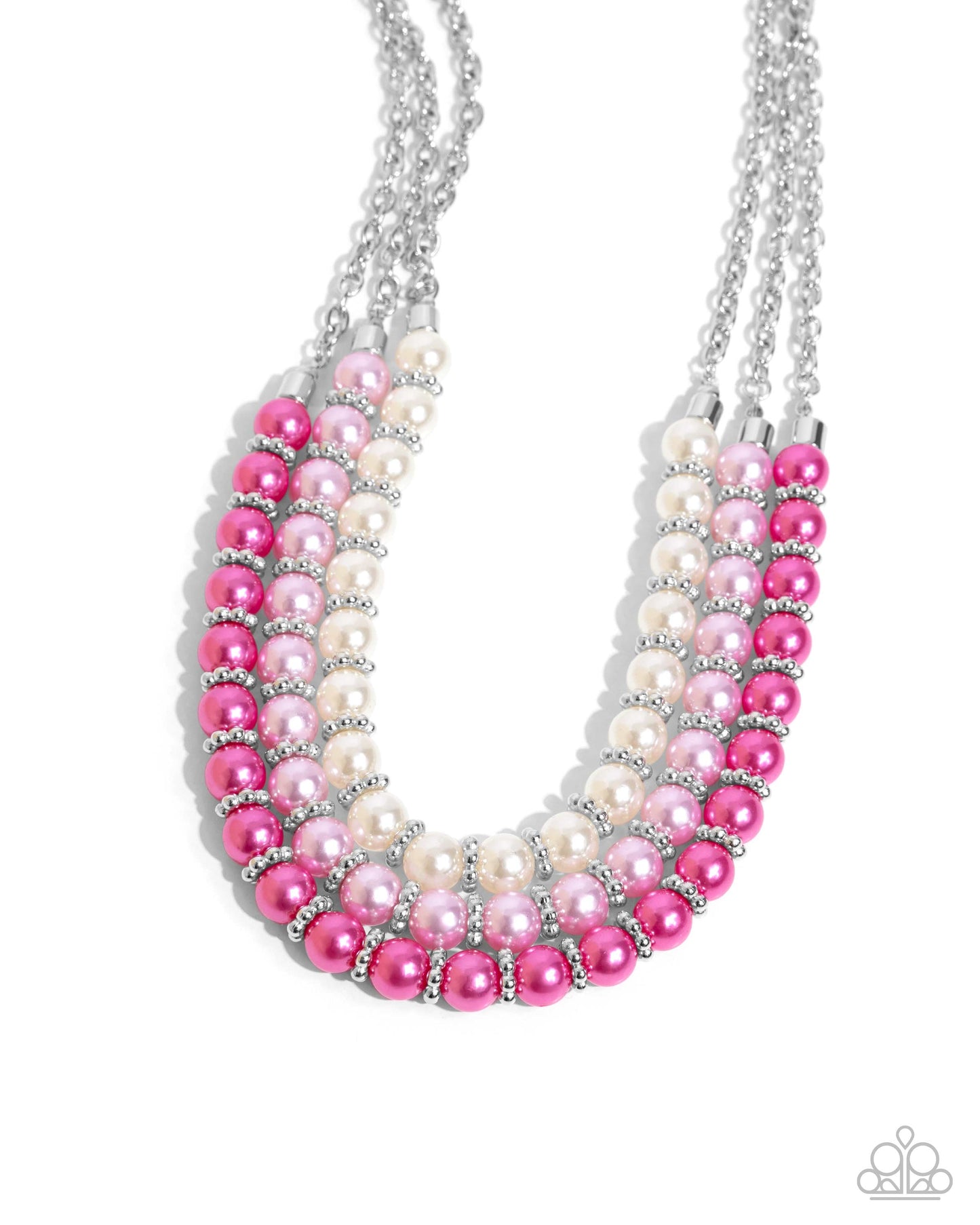Promising Promenade - Pink Pearls Silver Necklace - Paparazzi Accessories